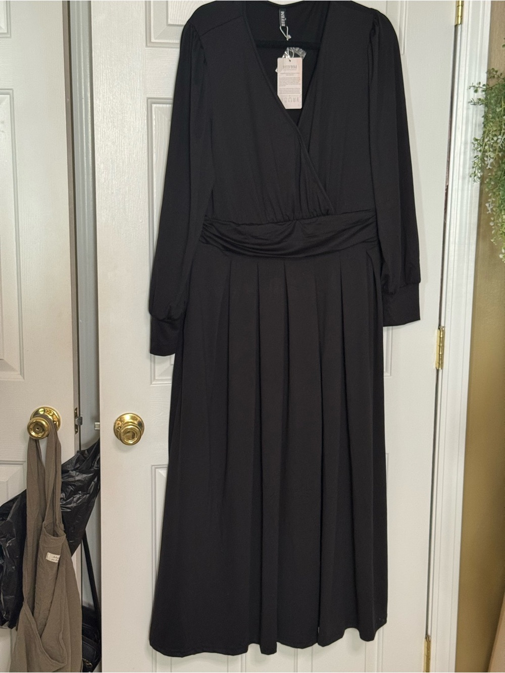 Black Long Sleeve Maxi Wrap Dress
